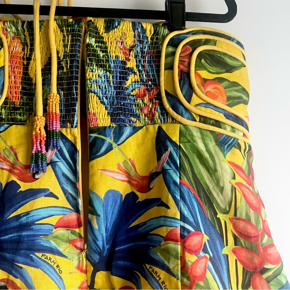 FARM Rio Bright Nature Linen Halter Mini Dress Size XL NWT - Picture 16 of 16